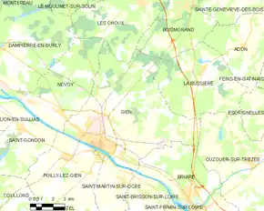 Poziția localității Gien