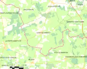 Poziția localității Ligny-le-Ribault