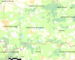 Poziția localității Ménestreau-en-Villette