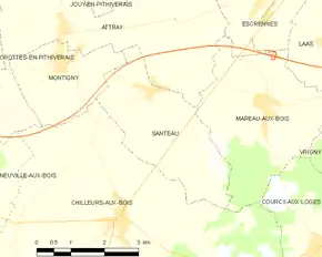 Poziția localității Santeau