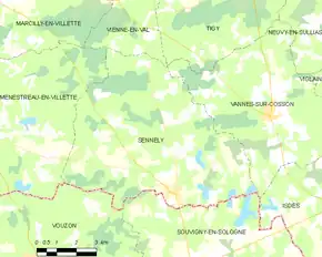 Poziția localității Sennely