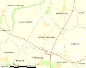 Poziția localității Treilles-en-Gâtinais