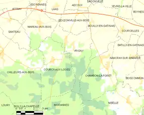 Poziția localității Vrigny