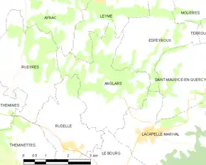 Poziția localității Anglars