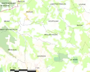 Poziția localității Anglars-Nozac