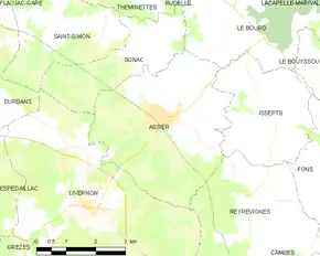 Poziția localității Assier