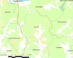 Poziția localității Aujols