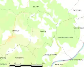Poziția localității Carayac