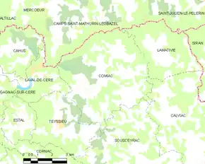 Poziția localității Comiac