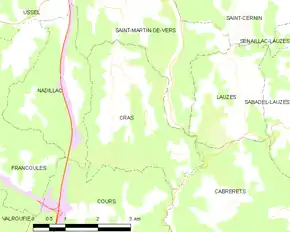 Poziția localității Cras