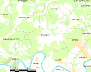 Poziția localității Crayssac