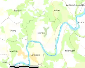 Poziția localității Creysse