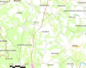 Poziția localității Cuzance