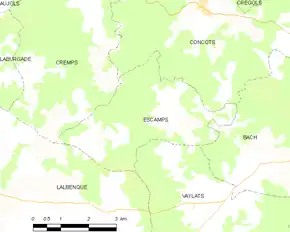 Poziția localității Escamps
