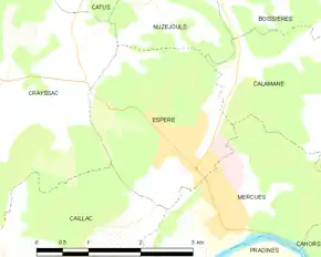 Poziția localității Espère