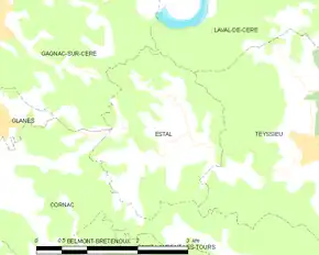 Poziția localității Estal