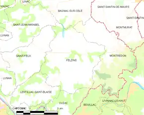 Poziția localității Felzins