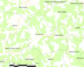 Poziția localității Gigouzac