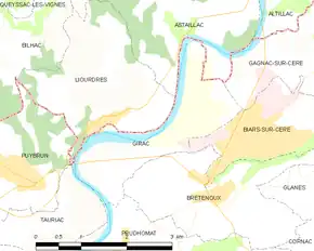 Poziția localității Girac