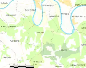 Poziția localității Grézels