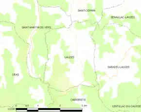 Poziția localității Lauzès