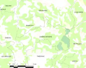 Poziția localității Lavercantière