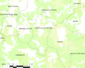 Poziția localității Lentillac-du-Causse
