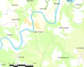 Poziția localității Meyronne