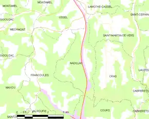 Poziția localității Nadillac