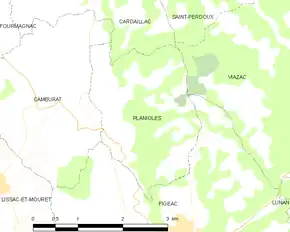 Poziția localității Planioles