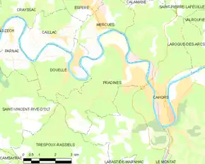 Poziția localității Pradines