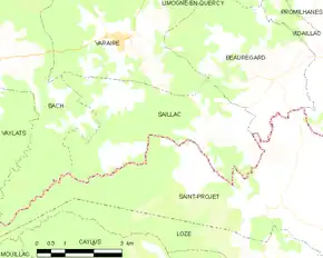 Poziția localității Saillac