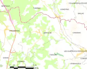 Poziția localității Sarrazac