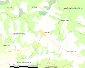 Poziția localității Sauzet