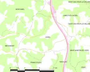 Poziția localității Ussel