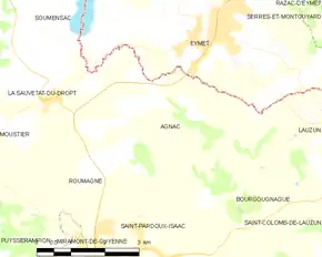 Poziția localității Agnac
