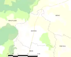 Poziția localității Andiran