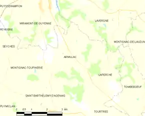Poziția localității Armillac