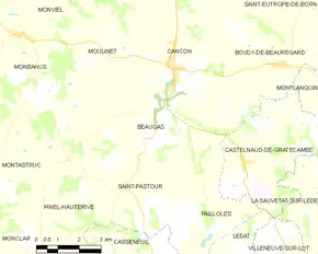 Poziția localității Beaugas