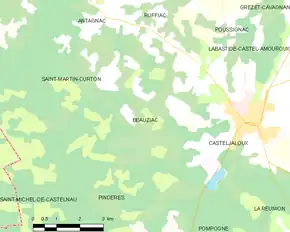 Poziția localității Beauziac