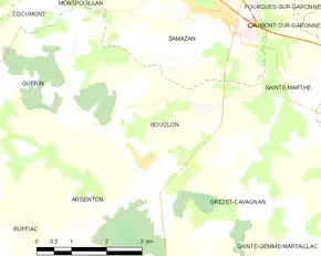 Poziția localității Bouglon