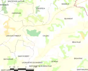 Poziția localității Cauzac