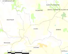 Poziția localității Cours