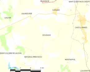 Poziția localității Douzains