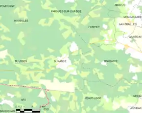 Poziția localității Durance