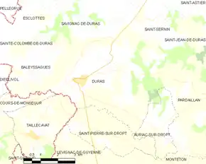 Poziția localității Duras