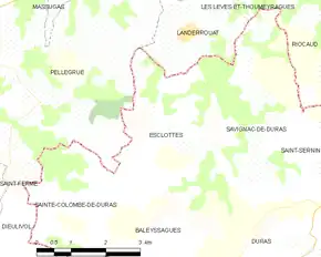 Poziția localității Esclottes