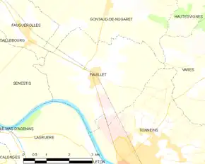 Poziția localității Fauillet