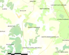 Poziția localității Grézet-Cavagnan