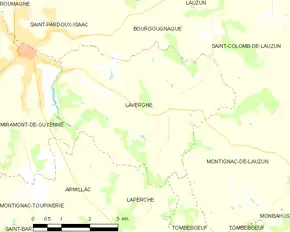 Poziția localității Lavergne